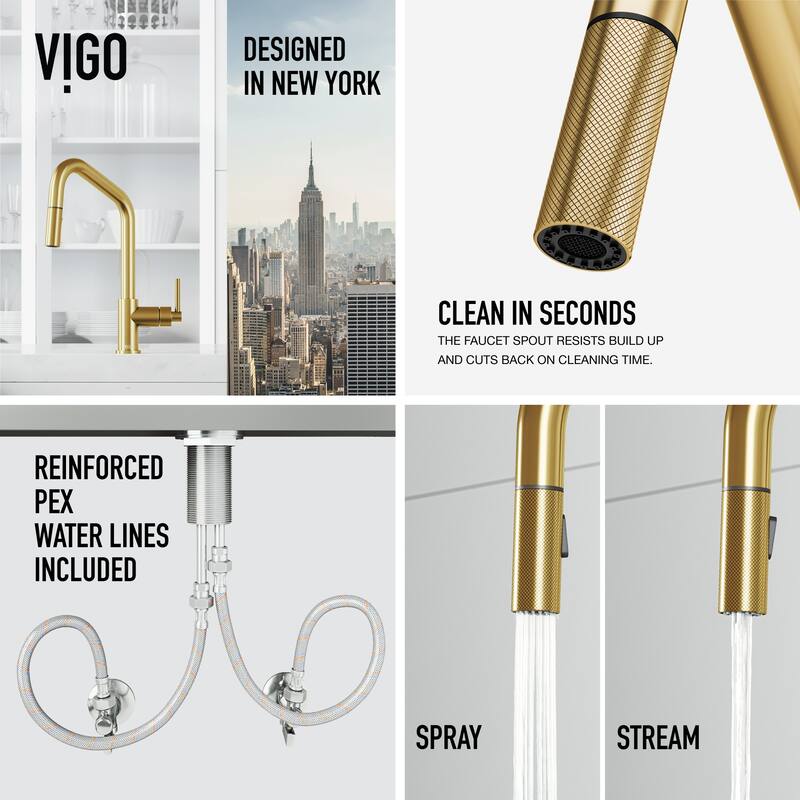 VIGO Utopia 14" H Single Handle Pull-Down Sprayer Kitchen Bar Faucet