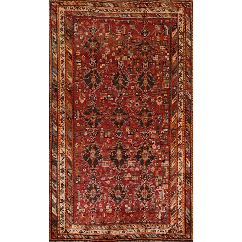 Hand Knotted Oriental 100% Wool Carpet Traditional Tribal Red Kashkoli Area Rug - 8' 2'' X 5' 4''