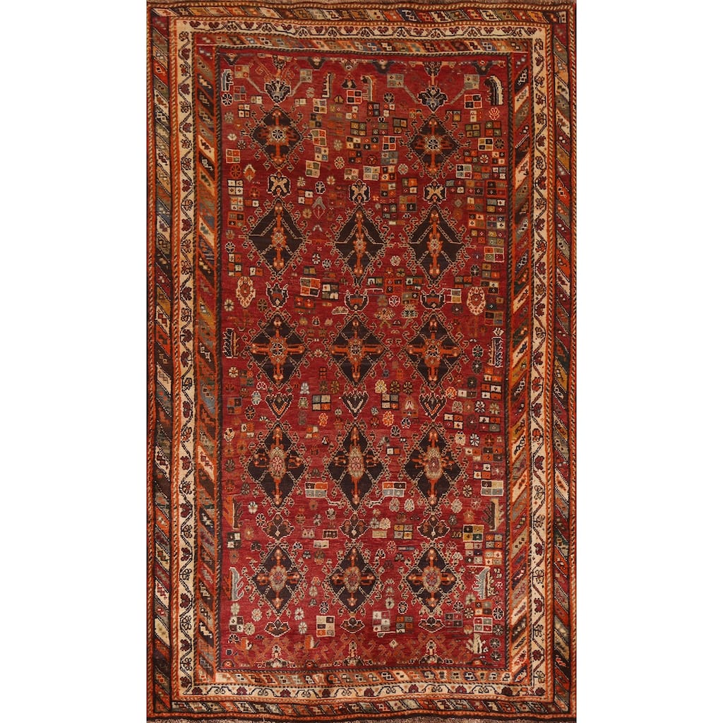 Hand Knotted Oriental 100% Wool Carpet Traditional Tribal Red Kashkoli Area Rug - 8' 2'' X 5' 4''
