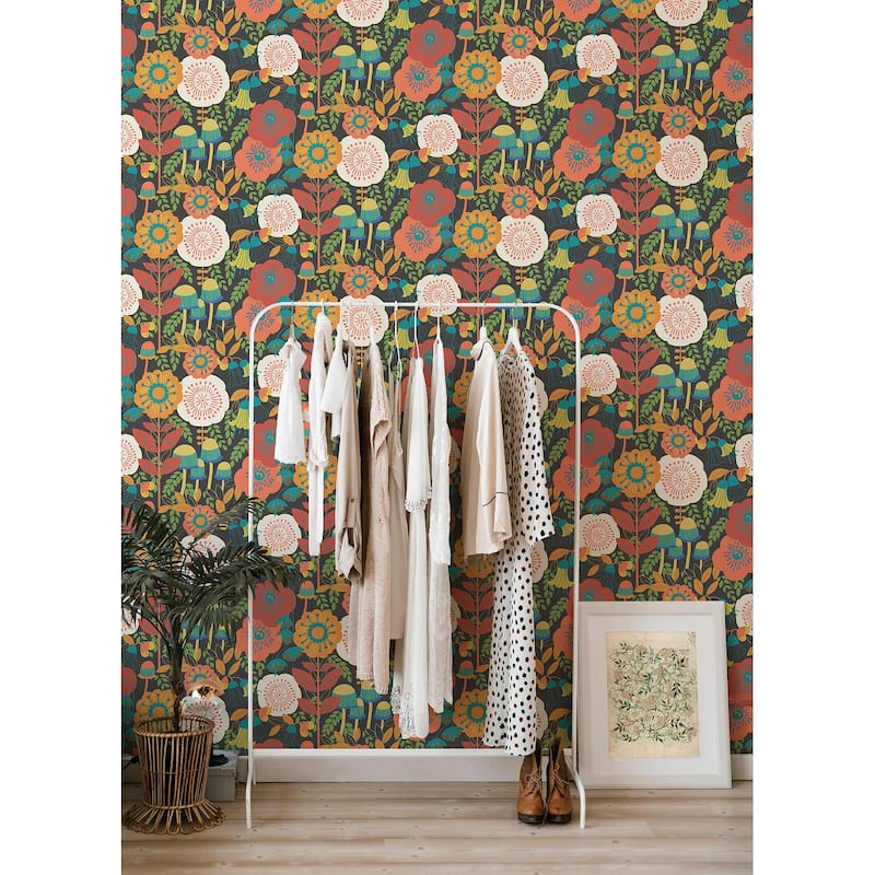 Megan Carter Dream Garden Dark Brown Peel and Stick Wallpaper