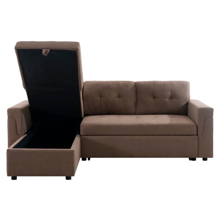 Perry Modern Reversible Sleeper Sectional Sofa with Storage Chaise, Pullout Sleeper Sofa Couch Bed for Living Room