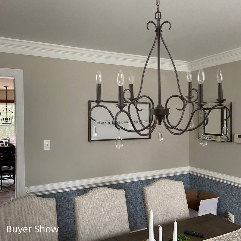 Farmhouse 6-Light French Country Chandelier Crystal Transitional Lights for Dining Room