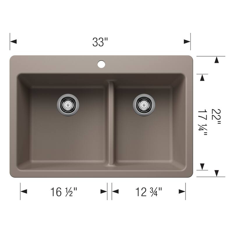 Blanco 443213 Liven 33" Drop-In/Undermount 60/40 Double Basin