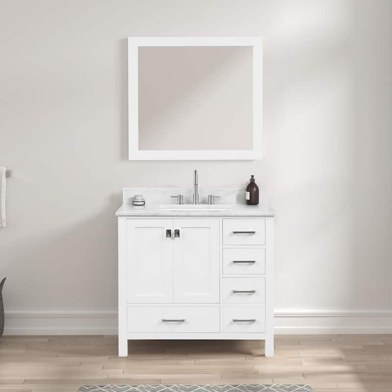Blossom Geneva 36" Bathroom Vanity with Marble Top & Undermount Sink - Matte White