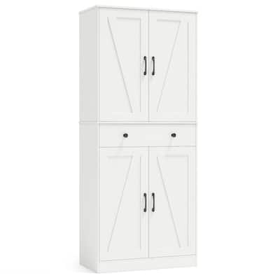 Farmhouse Pantry Cabinet with Barn Doors Tall Kitchen Storage Organizer with Adjustable Shelves
