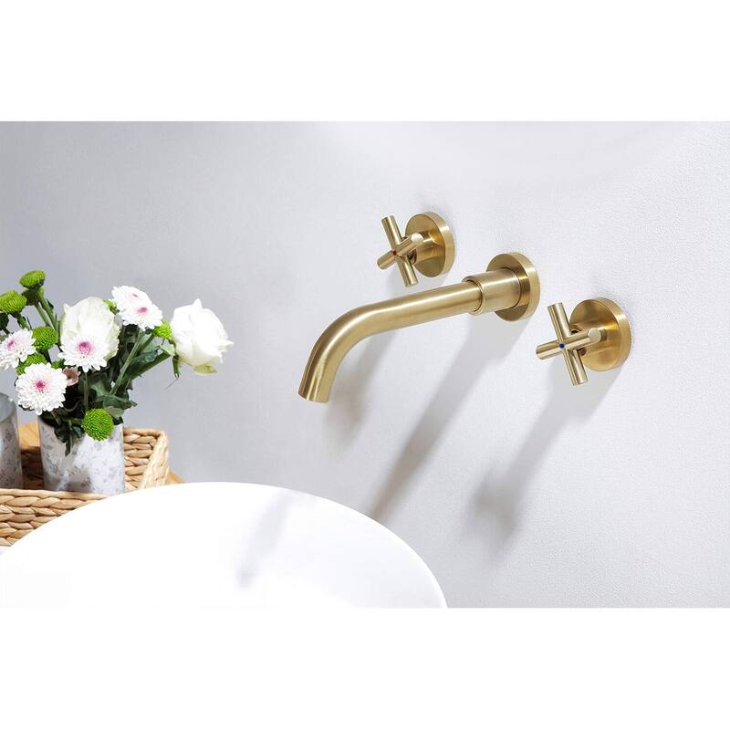Vanityfair Wall Mount 3-Hole Double Handle Bathroom Sink Faucet