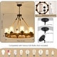 preview thumbnail 25 of 24, Rustic 6 Light Wagon Wheel Chandelier with Seeded Glass Shade