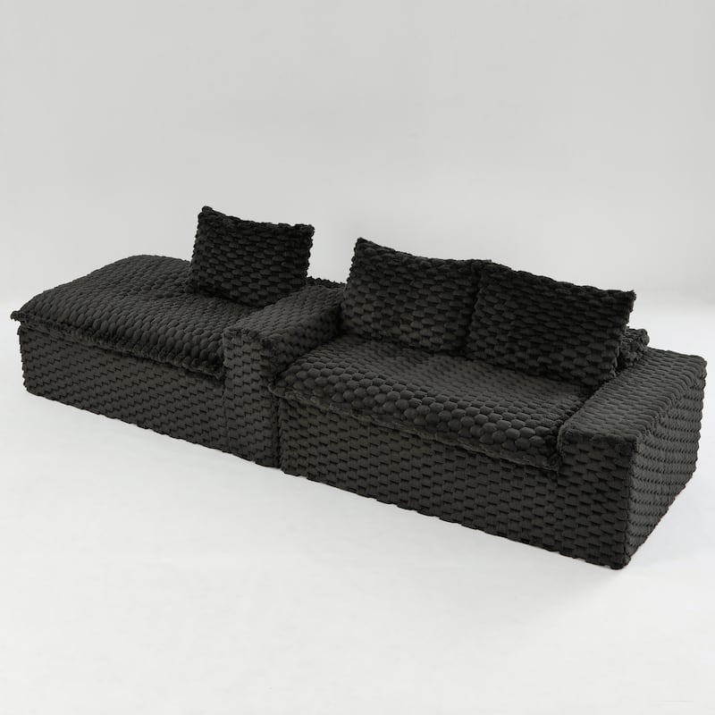 L-Shaped Sleeper Sectional Sofa Convertible Straight Sofa, Loveseat and Chaise Lounge Set for Living Room