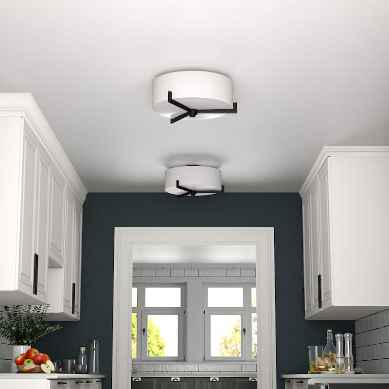 Hamlin 17.63" Wide 2-Light Semi Flush Mount with Fabric Shade