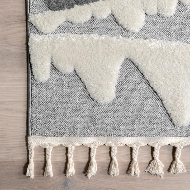 Nuloom Jade Holiday Reindeer Tasseled Area Rug