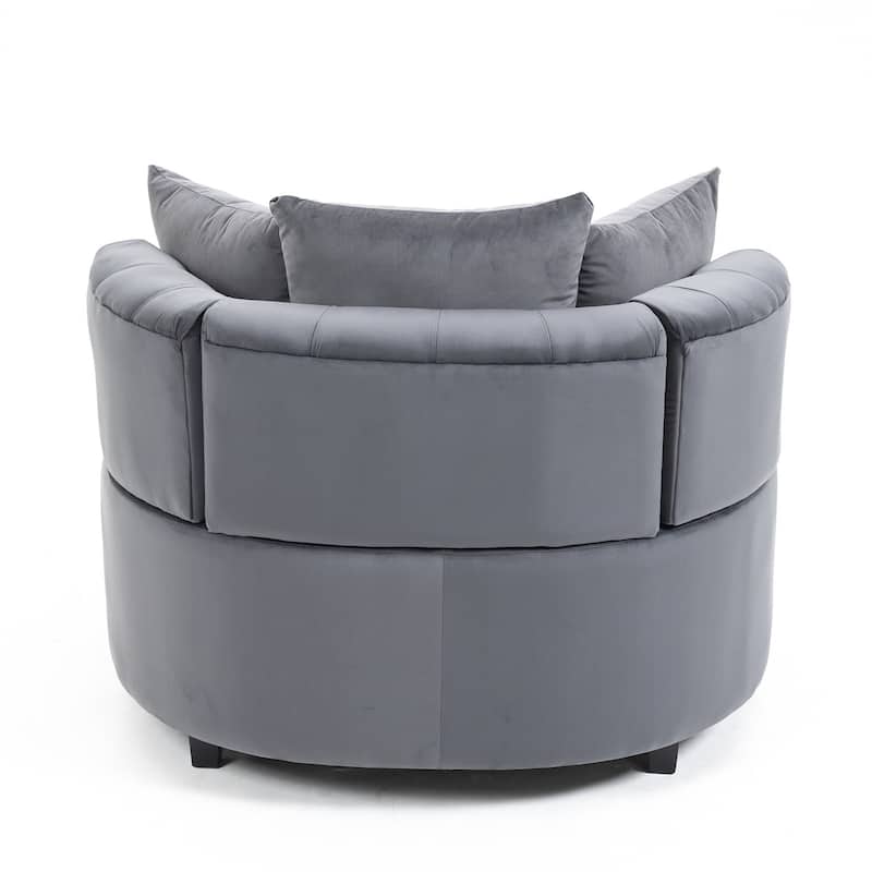 Gray 24" Velvet Button Tufted Barrel Chair