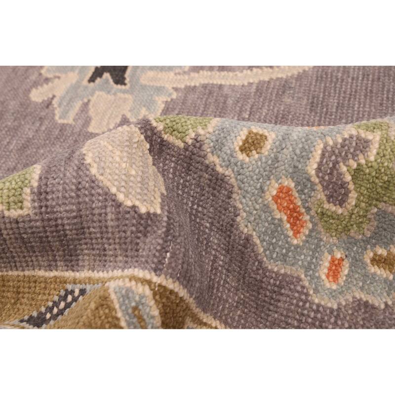 ECARPETGALLERY Hand-knotted Modern Oushak Dark Grey Wool Rug - 7'11 x 9'9