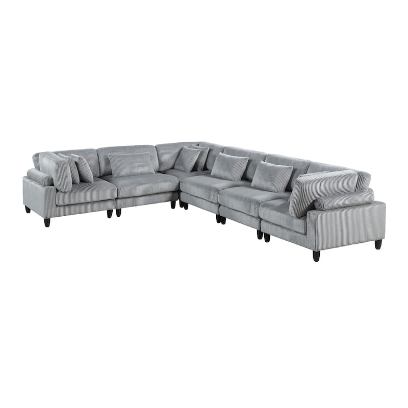 Jonas 6-Piece Modular Sectional Sofa - Gray (Corduroy)