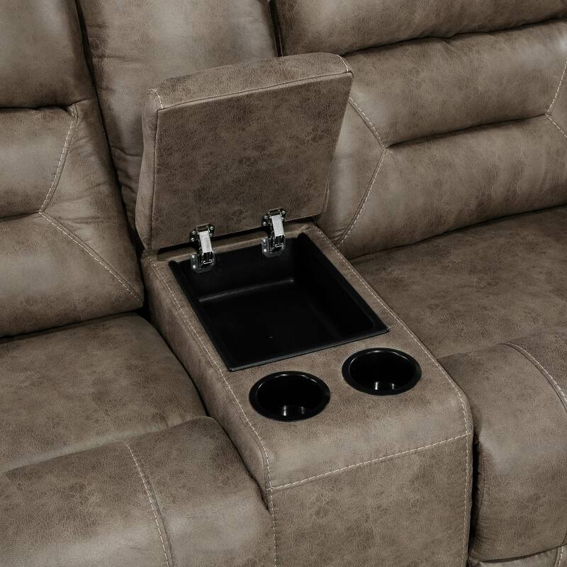 Alonzo 81" Polished Microfiber Manual Double Reclining Loveseat