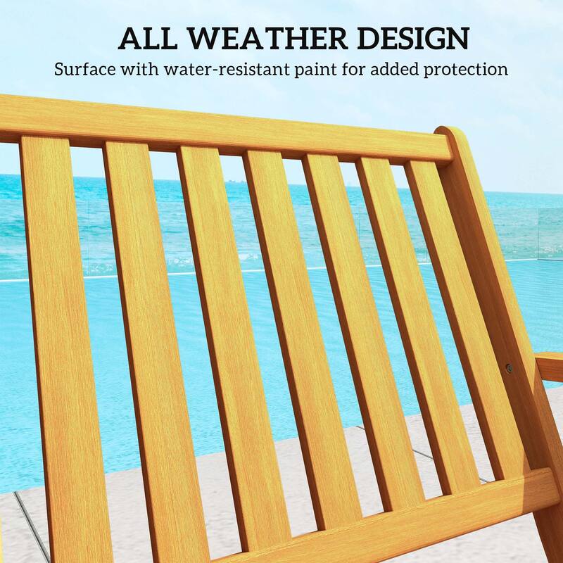 Acacia Wood Folding Patio Bench with Slatted Seat - 42.5" W x 25" D x 35.4" H