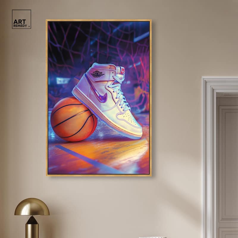 Neon Basketball Court Canvas by Art Remedy