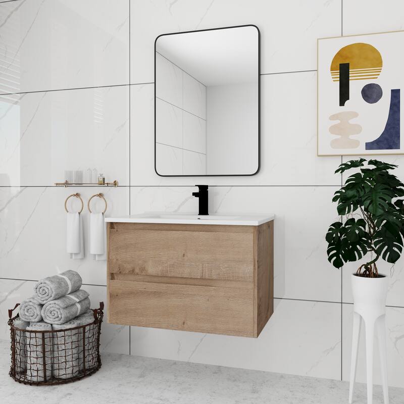 Bathroom Vanity With Sink In 24/28/30/60 Inch, Floating Bathroom Vanity With Soft Close Drawer