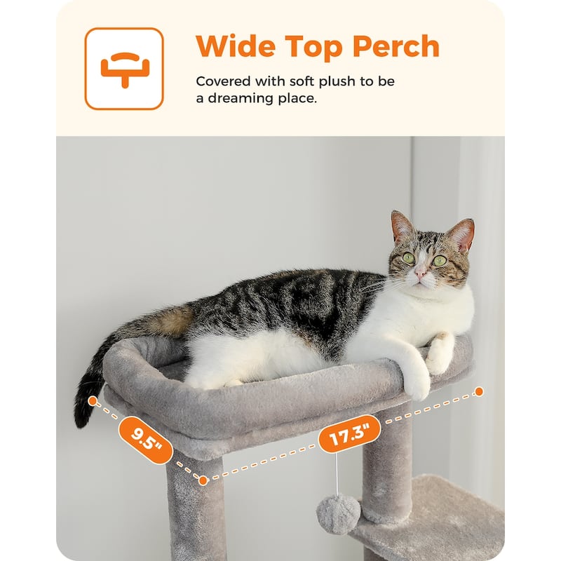 55" Plush Sisal Scratching Posts Indoor Cat Tree