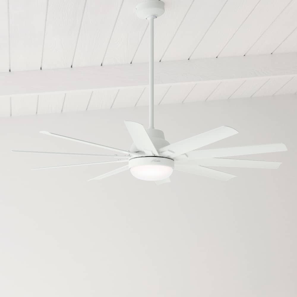 Hunter 60" Overton Damp Rated Ceiling Fan with LED Light Kit and Wall Control - Windmill, Transitional, Modern - ENERGY STAR