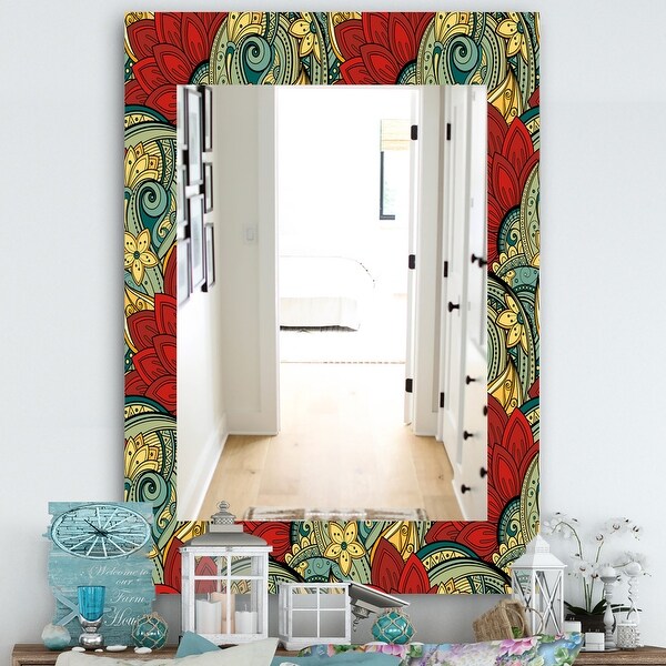 Designart 'Colorful Floral Pattern' Bohemian and Eclectic Mirror