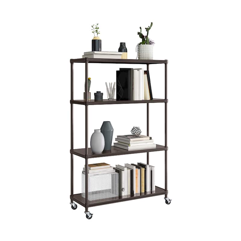 Seville Classics HOME 4-Tier Steel Shelving with Shelf Liners - Rich Brown