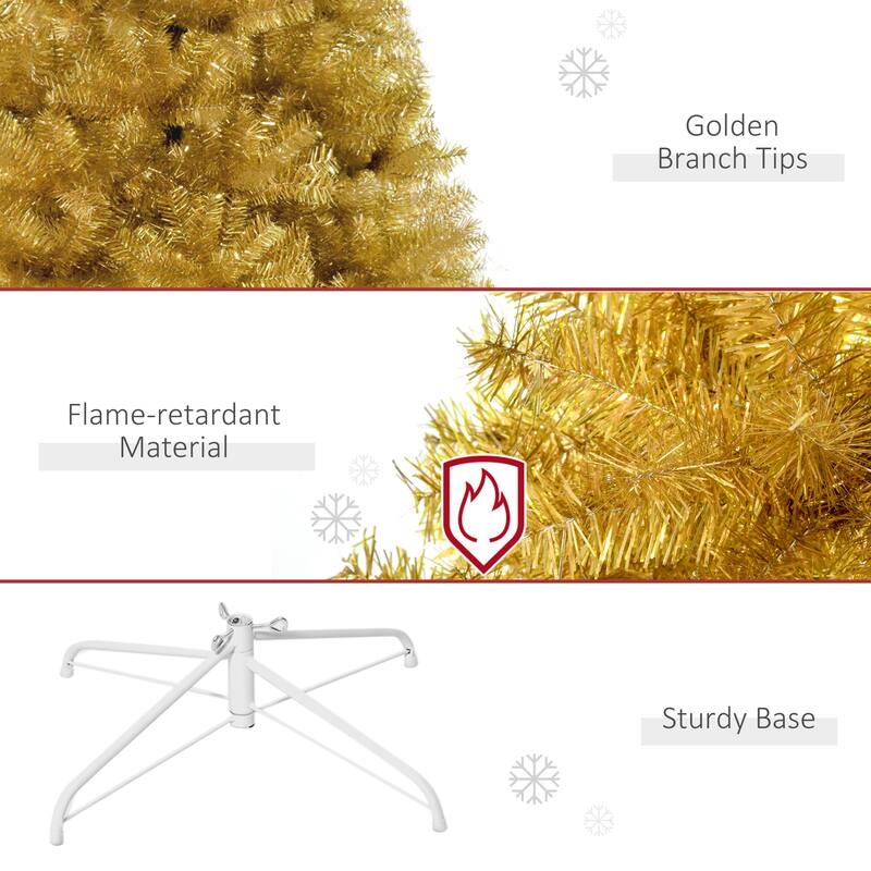 HOMCOM 6' Artificial Gold Christmas Tree with Stand