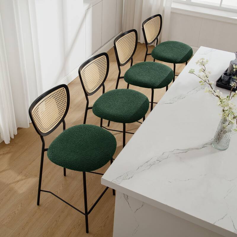 26" Rattan Counter Height Bar Stools Set of 2/3/4 - 37.8"H x 17.7"W x 21.7"D