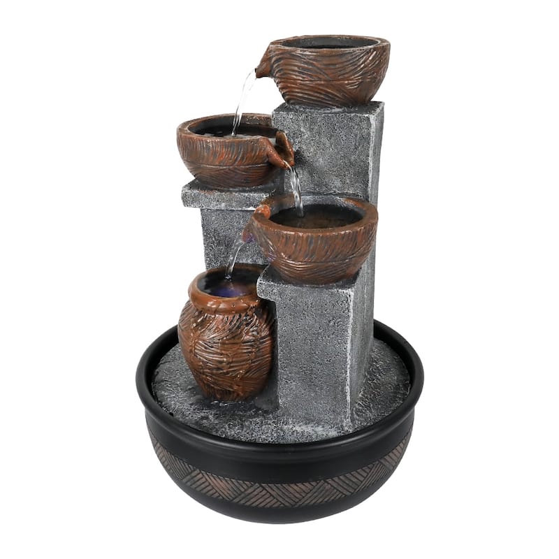 Tabletop Water Fountain Indoor Waterfalls Fountains with LED Lights