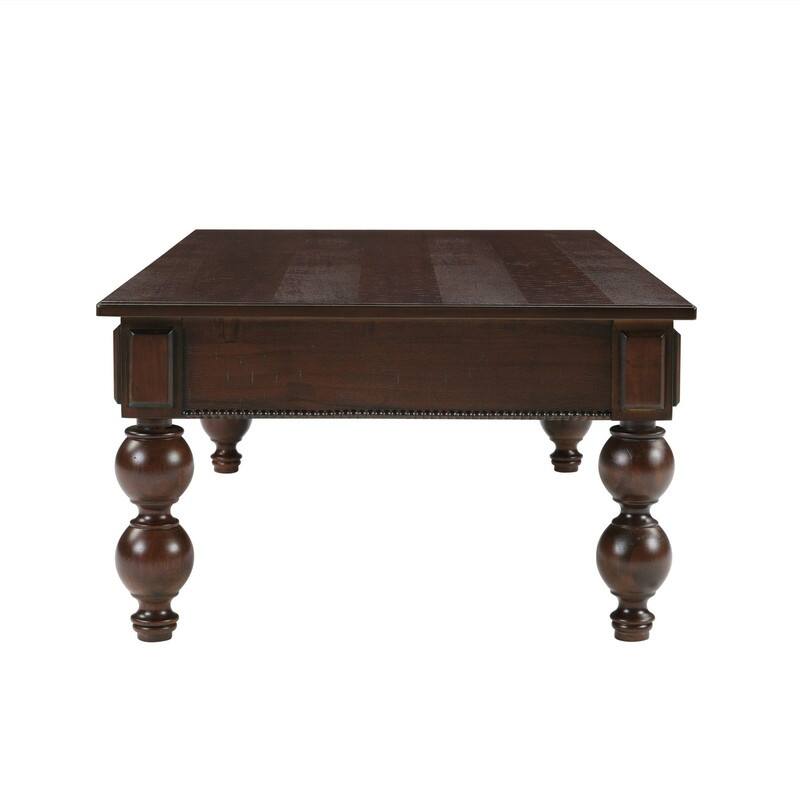 Rectangular 47" Wooden Coffee Table with Storage Drawer, Vintage Cocktail Table with Solid Wood Legs for Living Room Elegance