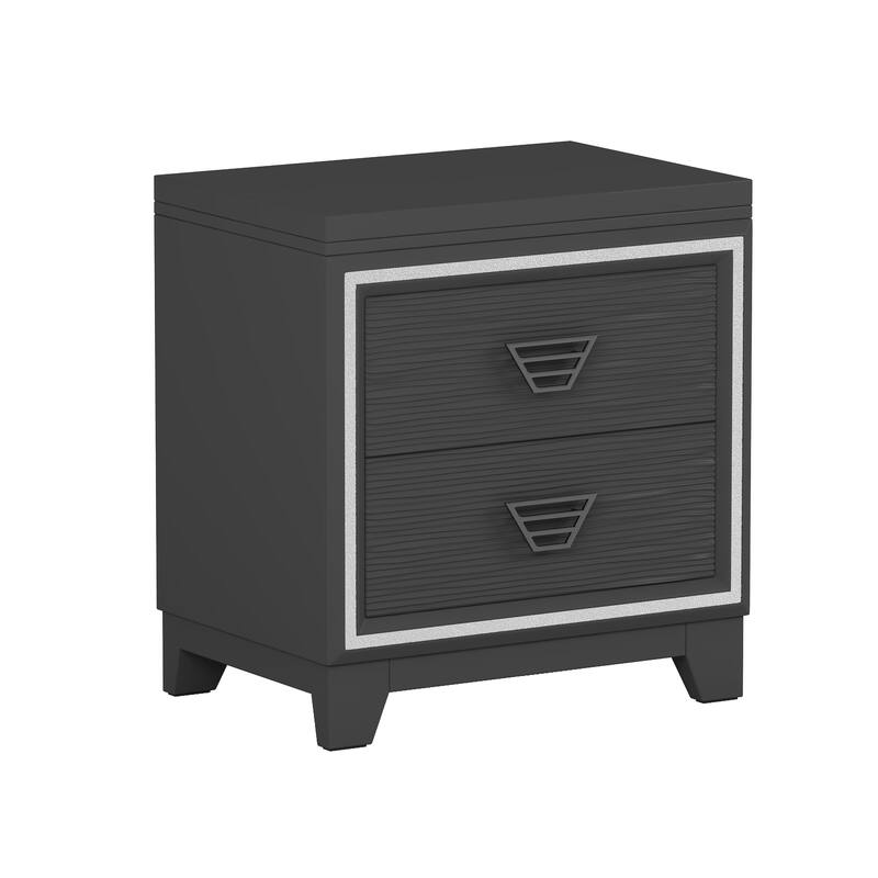 Nightstand with 2 Storage Drawers, Decorative Cabinet with Wooden Tabletop, Living Room Side Table with Metal Handle