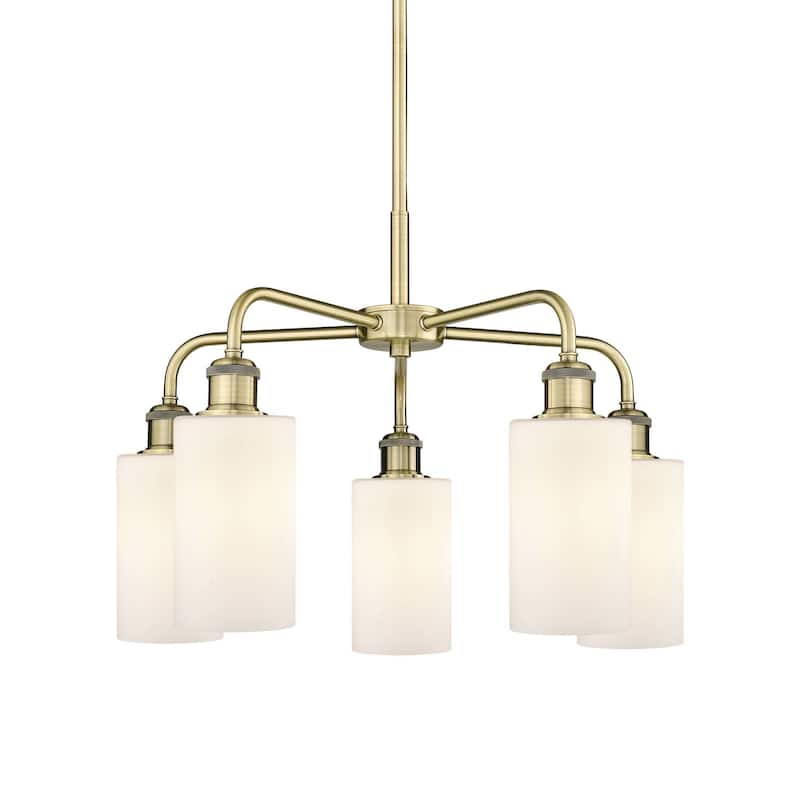 Innovations Lighting 516-5CR-15-22 Clymer Chandelier Clymer 5 Light - Antique Brass / Matte White
