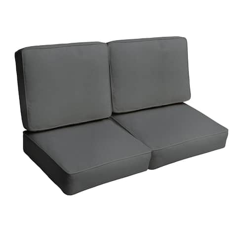 Sunbrella Canvas Charcoal Grey Indoor/Outdoor Deep Seating Cushion Loveseat Set - 23.5 in W x 23 in D