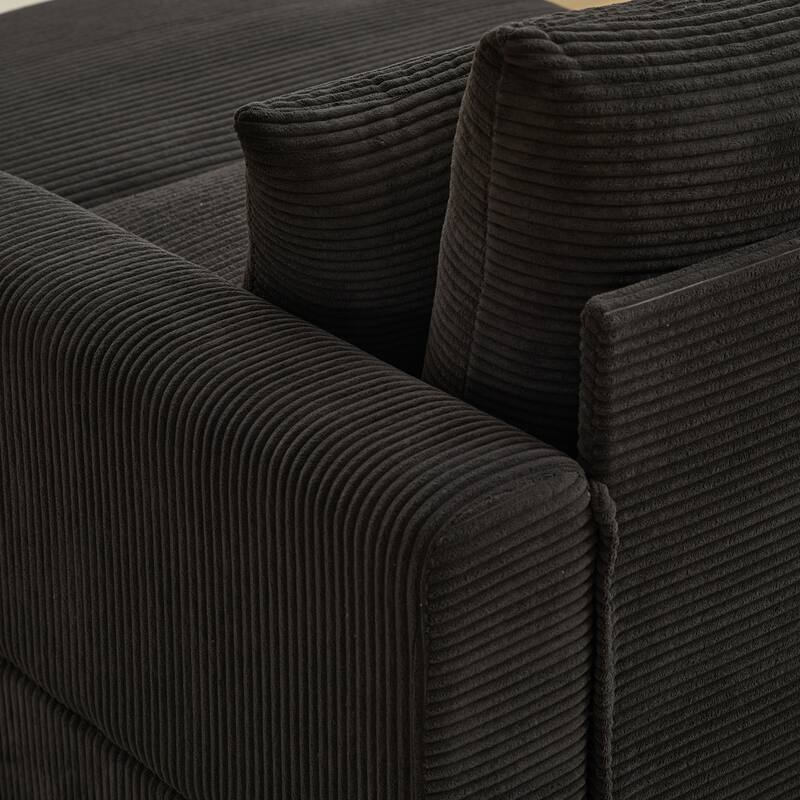 Sectional Couch Sofa for Living Room, Modern Corduroy Modular Couch with 2 Ottoman, Corduroy Sofas for Apartment, Office
