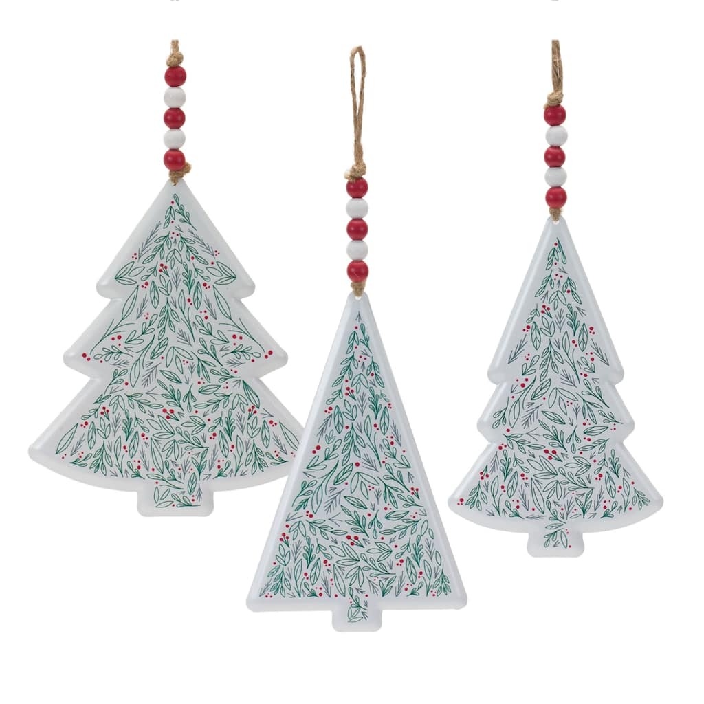 Beaded Hanger Christmas Tree Ornaments - 8.5" - White and Green - 12ct