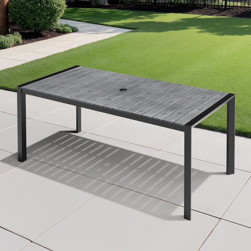 Outdoor Aluminum Patio Dining Table with Umbrella Hole