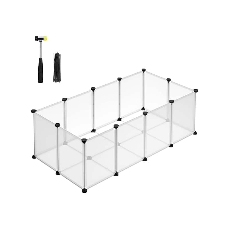 Pet Playpen with Floor, Small Animal Pen, Pet Fence Indoor - 49.2”L x 24.8”W x 16.5”H - White