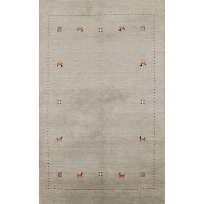 Gabbeh Indian Accent Rug Handmade Oriental Beige Wool Carpet - 3'11"x 5'9"