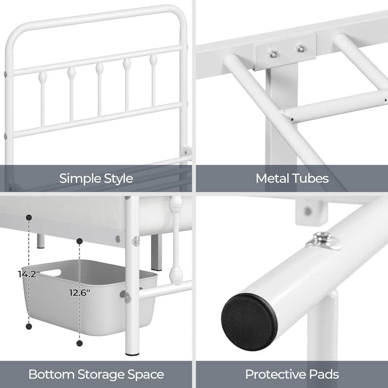 Yaheetech Classic Iron Bed Metal Bed Frames with High Headboard