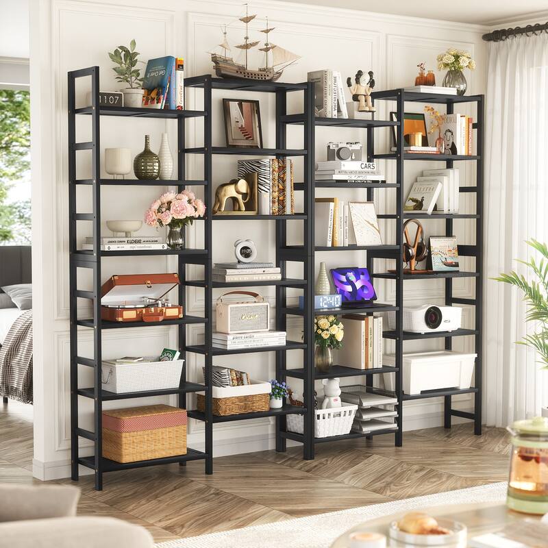 6-Tier Solid Bamboo Bookcase,Large Freestanding Open Bookshelf with 17 Display Shelves,Easy To Assemble