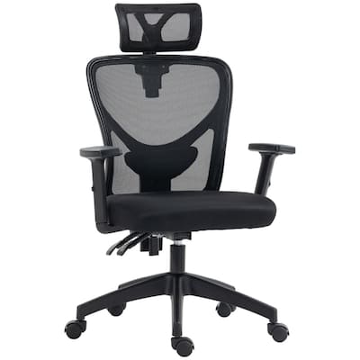 Black Mesh Ergonomic Office Chair with Recline, Headrest and Lumbar - 26" W x 24" D x 41.75"-45.75" H