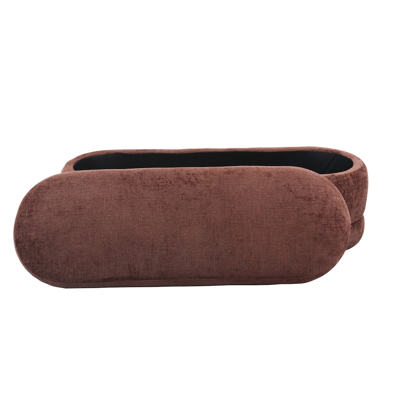 Chenille Fabric Upholstered Bench with Storage