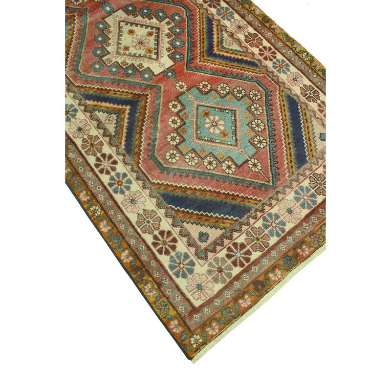 Noori Rug Fine Vintage Distressed Azzam Rust/Ivory Runner - 3'4" x 9'7"