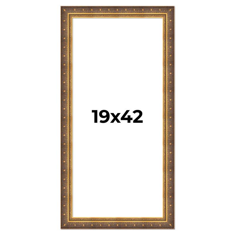 19x42 Frame Vintage Gold Solid Wood Picture Frame | 2.5 Inch Moulding