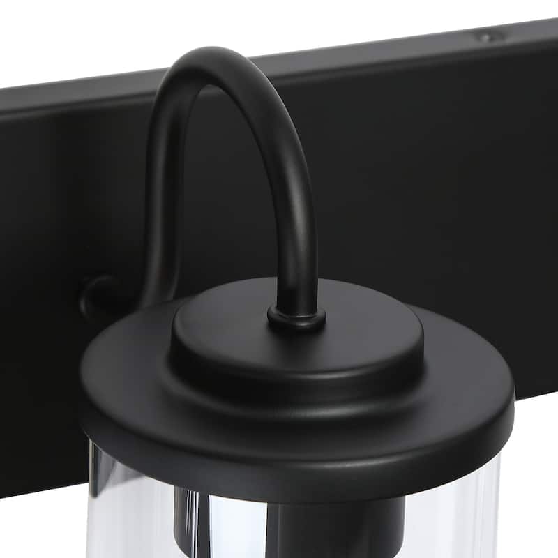 Modern Industrial 3-Light Bathroom Vanity Light Black Glass Wall Sconces - W 21.7" x D 3.9" x H 8.9"