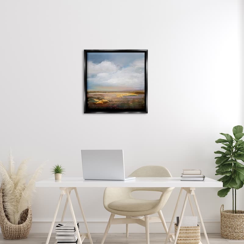 Stupell Calm Landscape & Clouds Framed Floater Canvas Wall Art Design By Karen Hale