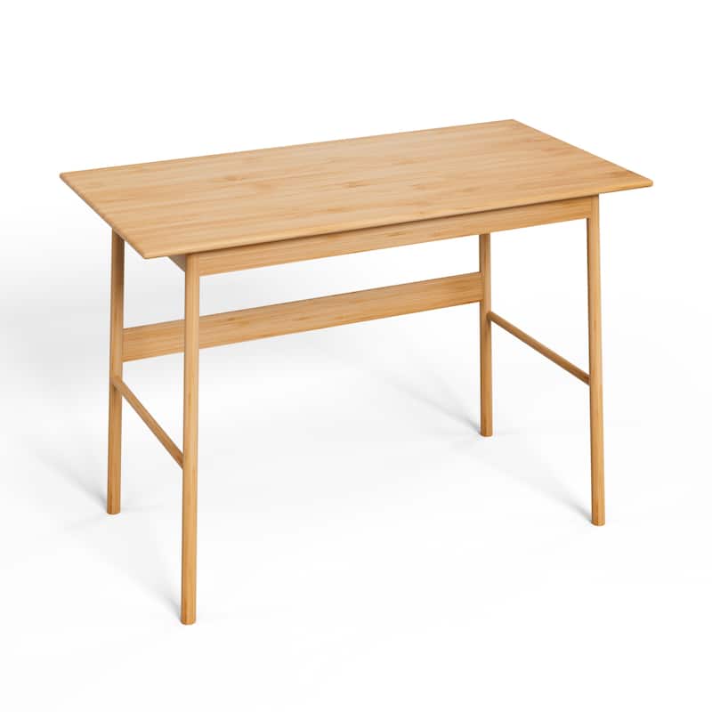 Solid Wood Modern Simple Work Desk Bamboo Writing Desk for Home Office, Gaming Desk Study Table