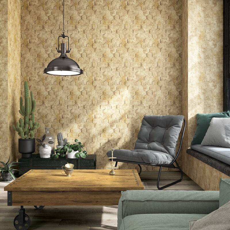 Galerie Wallcoverings The Loft Collection Geometric Hexagon Matte Finish Vinyl on Non-woven Wallpaper Roll