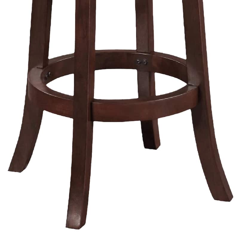 Sabi 29 inch Swivel Counter Stool, Solid Wood, Faux Leather, Brown, Black