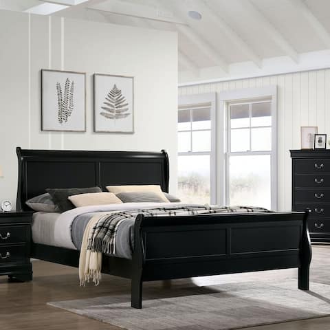 Furniture of America Lavina Transitional Solid Wood Sleigh Panel Bed