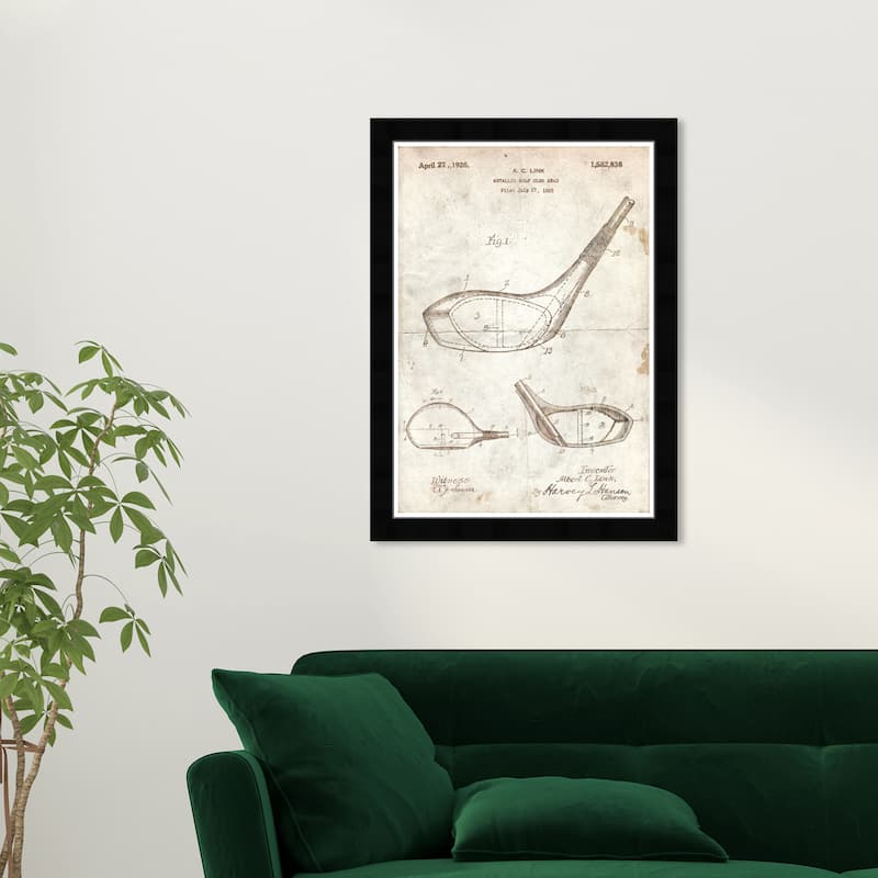 Wynwood Studio 'Metallic Golf Club Head' Sports and Teams Brown Wall Art Framed Print - 13 x 19